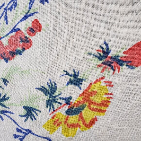 Pretty Vintage Wilendur Cosmos Floral Pinks and Blues and Yellows Square 35x33 - Picture 4 of 6